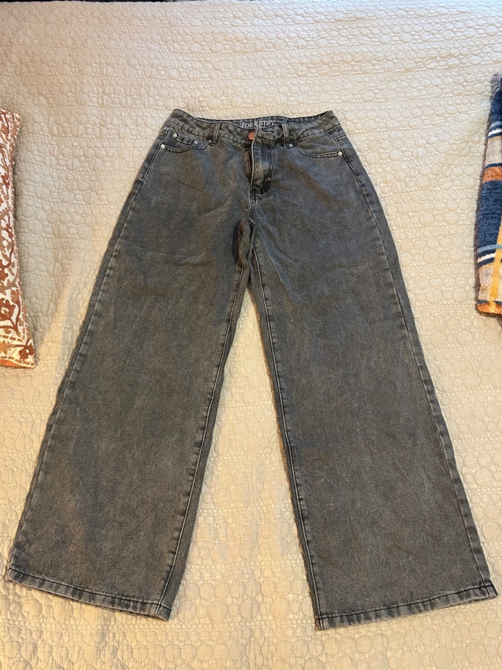 J for Justify Washed Black Wide Leg Jeans